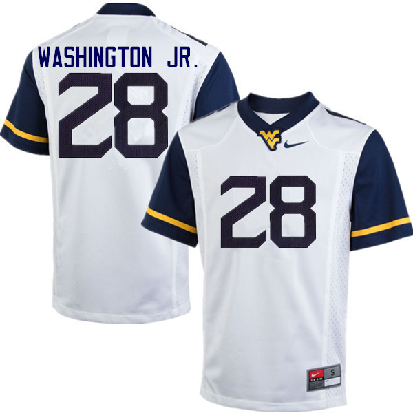 Men #28 Keith Washington Jr. West Virginia Mountaineers College Football Jerseys Sale-White - Click Image to Close